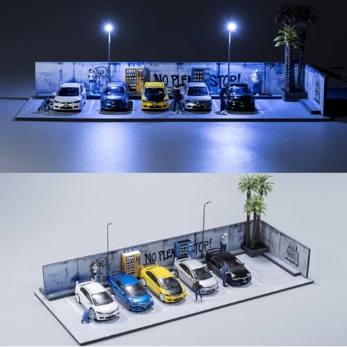SUNFATT Display Case for Hotwheels,1/64 Diorama Display Case,Graffiti Scene with LED,Display for 1/64 Diorama Matchbox & Hotwheels Cars - Image 1
