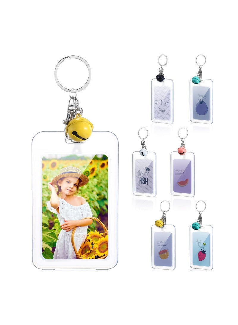 KASTWAVE 6 Pcs Mini Film Key Chain Custom Picture Key Ring for Mini 9 Photo Film Personalized with Bell for Photo, Kpop Photo Card, Instant Camera Accessories, Kids and Teens  - Image 1