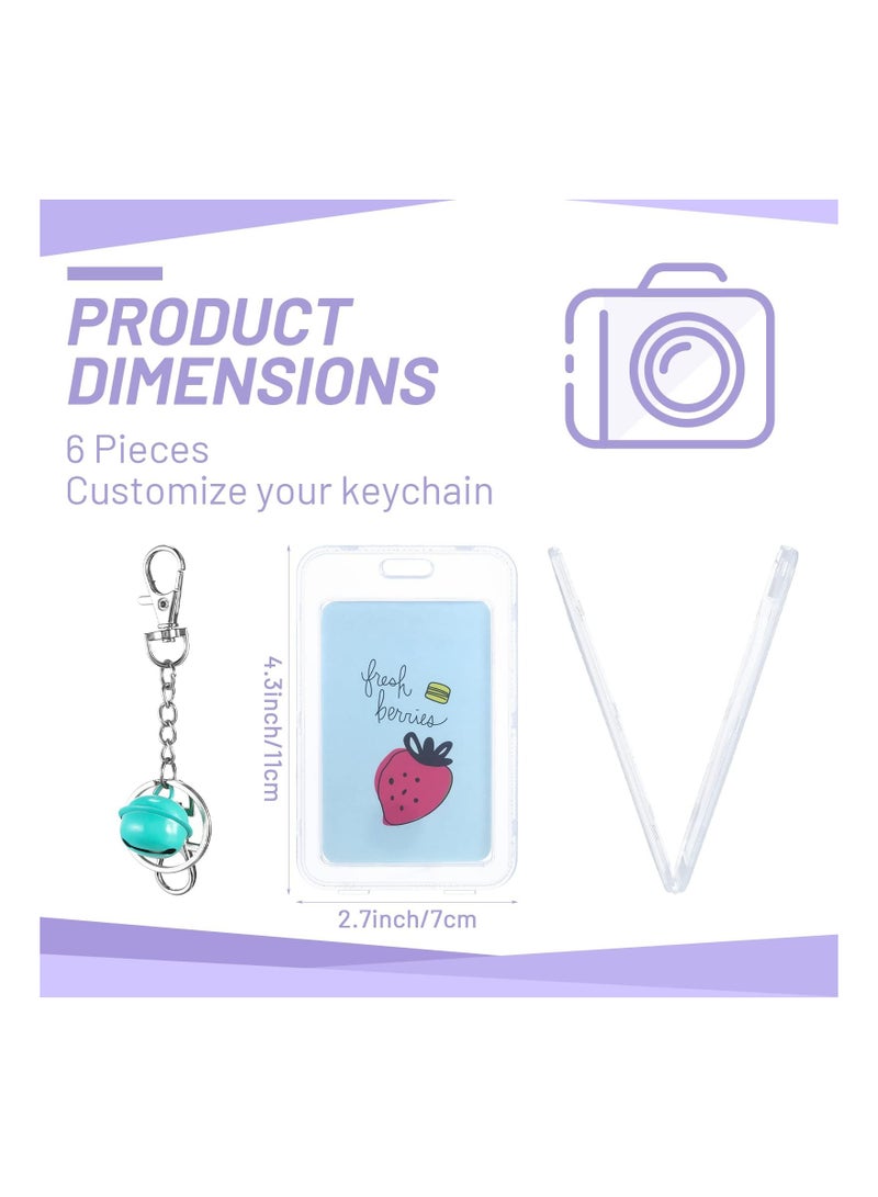KASTWAVE 6 Pcs Mini Film Key Chain Custom Picture Key Ring for Mini 9 Photo Film Personalized with Bell for Photo, Kpop Photo Card, Instant Camera Accessories, Kids and Teens  - Image 2