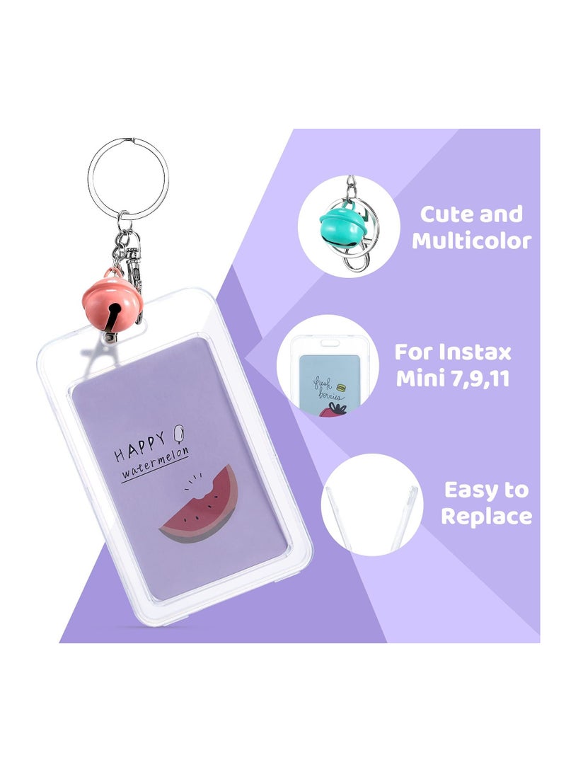 KASTWAVE 6 Pcs Mini Film Key Chain Custom Picture Key Ring for Mini 9 Photo Film Personalized with Bell for Photo, Kpop Photo Card, Instant Camera Accessories, Kids and Teens  - Image 3