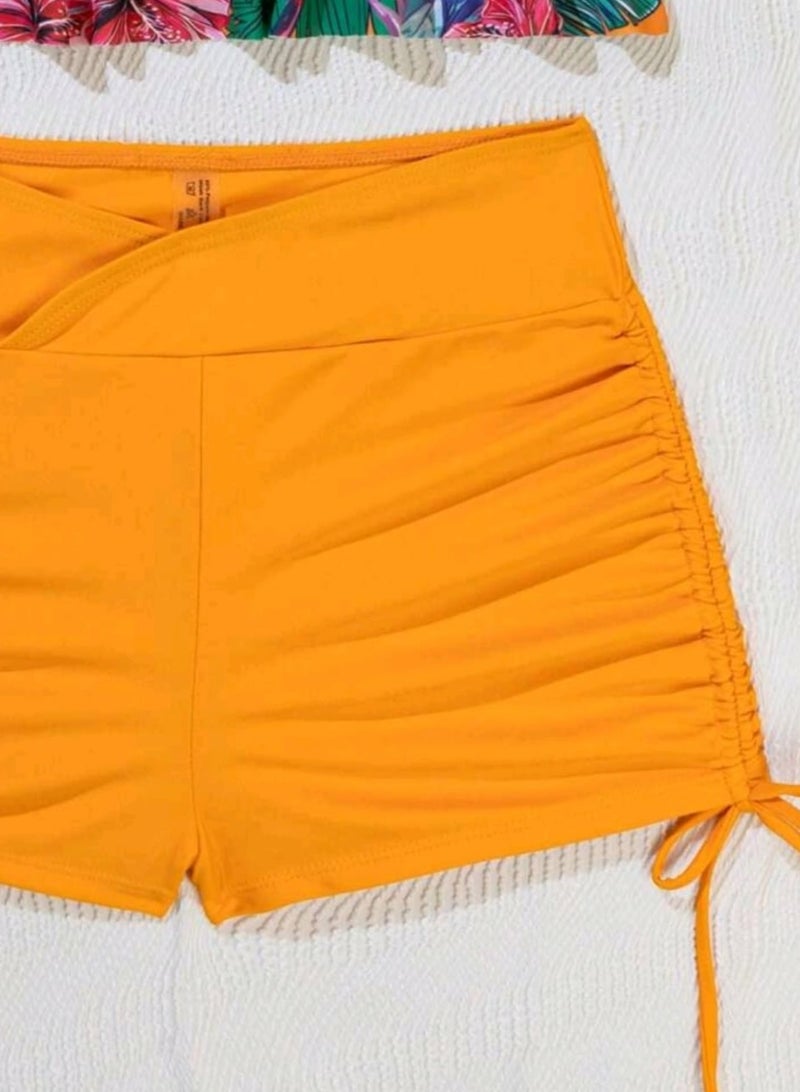 شي إن طقم ملابس سباحة تانكيني بطبعة استوائية وحمالات رفيعة من SHEIN، لقضاء عطلة على الشاطئ - Image 3