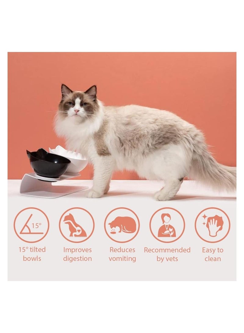 Altheqa Elevated Double Cat Bowl For Food And Water Tilted Cat Food Bowl With Stand For Cats And Small Dogs Food Grade Material Nonslip Cat Dishes - Image 4