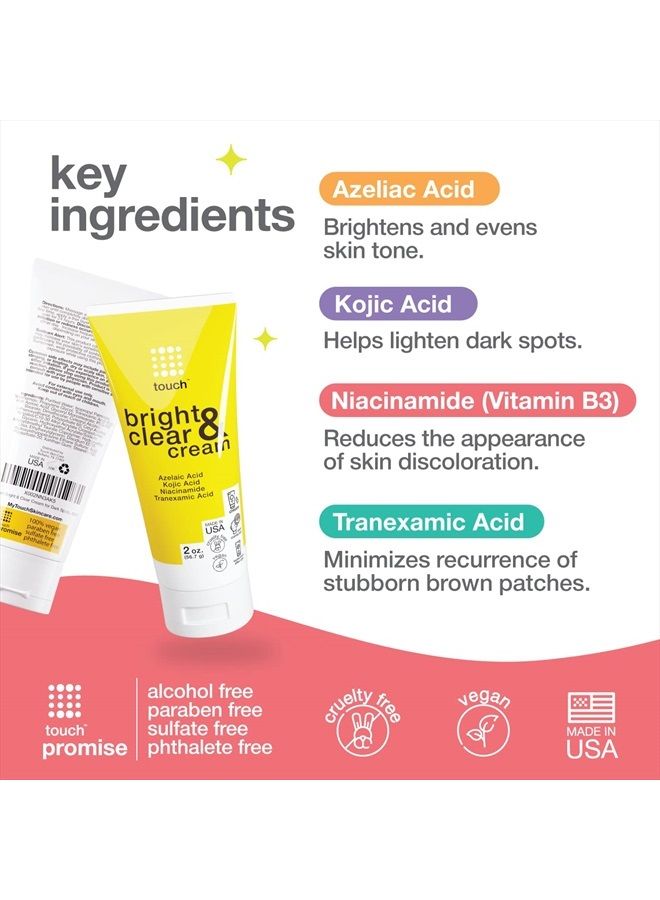 Touch Skin Lightening & Brightening Cream for Dark Spots on Face - Azelaic Acid Hyperpigmentation with Kojic Acid, Tranexamic Acid, & Niacinamide – Age Spot, Sun Spot, and Melasma Remover - Image 3