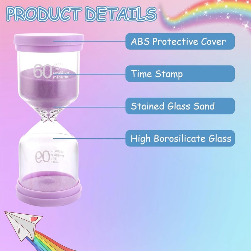 MIVIDE 8-Piece Sand Timer Set, 6 Colours Hourglass, 1/5/10/15/20/30/45/60 Minute Sand Timer Set for Children, Kitchen, Office, Game Timing (Macaron Colour) - Image 3