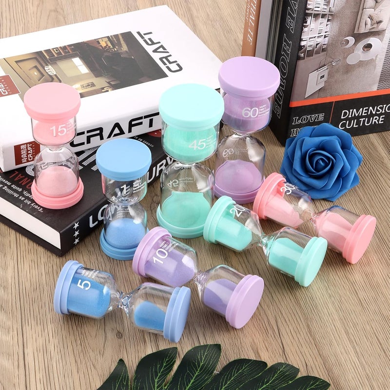 MIVIDE 8-Piece Sand Timer Set, 6 Colours Hourglass, 1/5/10/15/20/30/45/60 Minute Sand Timer Set for Children, Kitchen, Office, Game Timing (Macaron Colour) - Image 4