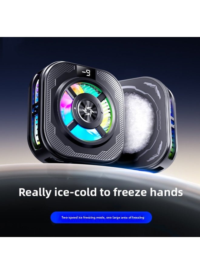 Generic - 2025 Icing Mobile Phone Radiator Magnetic Suction Back Clip Semiconductor Refrigeration Digital Display Cooling Artifact Ice-Color:Sl39 Black Icing Model [digital Display + Clip] - Image 1