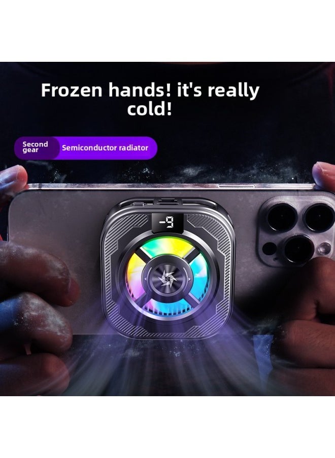 Generic - 2025 Icing Mobile Phone Radiator Magnetic Suction Back Clip Semiconductor Refrigeration Digital Display Cooling Artifact Ice-Color:Sl39 Black Icing Model [digital Display + Clip] - Image 1