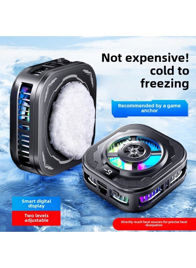 Generic - 2025 Icing Mobile Phone Radiator Magnetic Suction Back Clip Semiconductor Refrigeration Digital Display Cooling Artifact Ice-Color:Sl39 Black Icing Model [digital Display + Clip] - Image 1