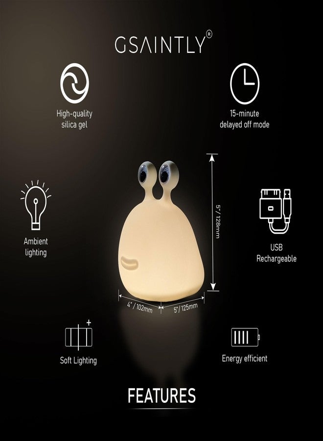 GSAINTLY® Slug Shaped Silicone Night Light for Kids Bedroom, Night Lamp for Kids Bedroom, Birthday Gift, Cute Toys for Kids - Image 4