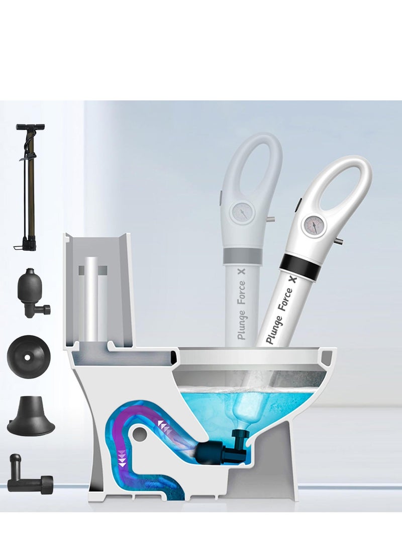 High-Pressure Toilet Plunger with Visual Air Pressure Gauge - Versatile Clog Remover for Bathrooms, Sinks, and Drains to Effectively Clear Plumbing Blockages. - Image 1
