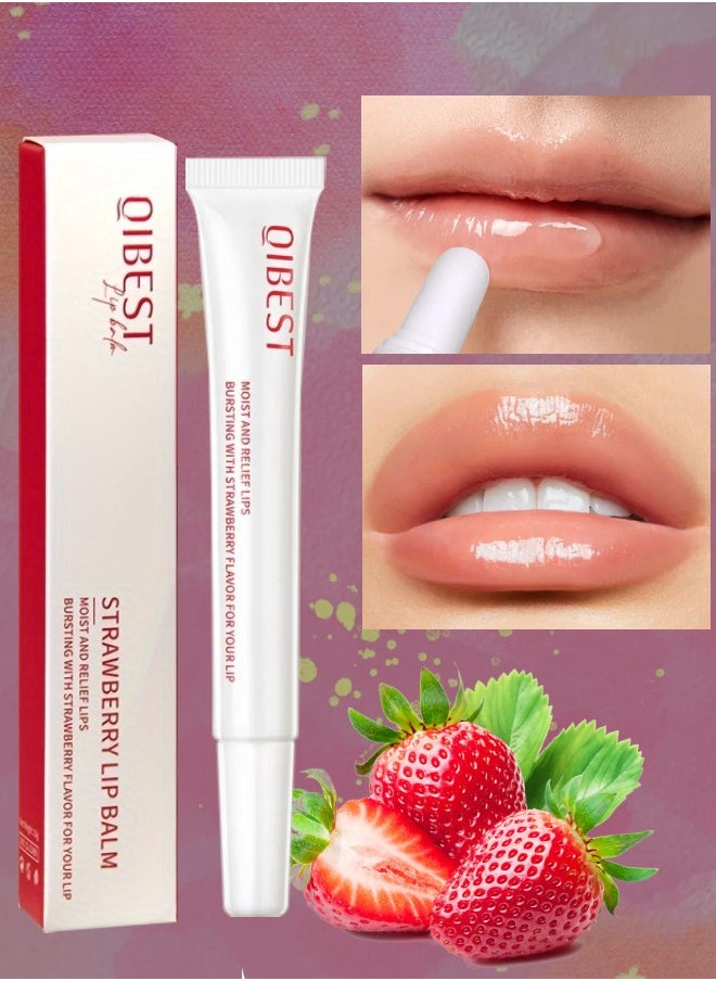 QiBest - Strawberry Lip Balm Lip Glow Balm for Tinted Lip Balm Strawberry Relief Lips Smooth Refreshing Moisturizing and Glossy Lip Plumper Gloss Lip Glow Plumping Oil Hydrating Lip Balm 10g - Image 1