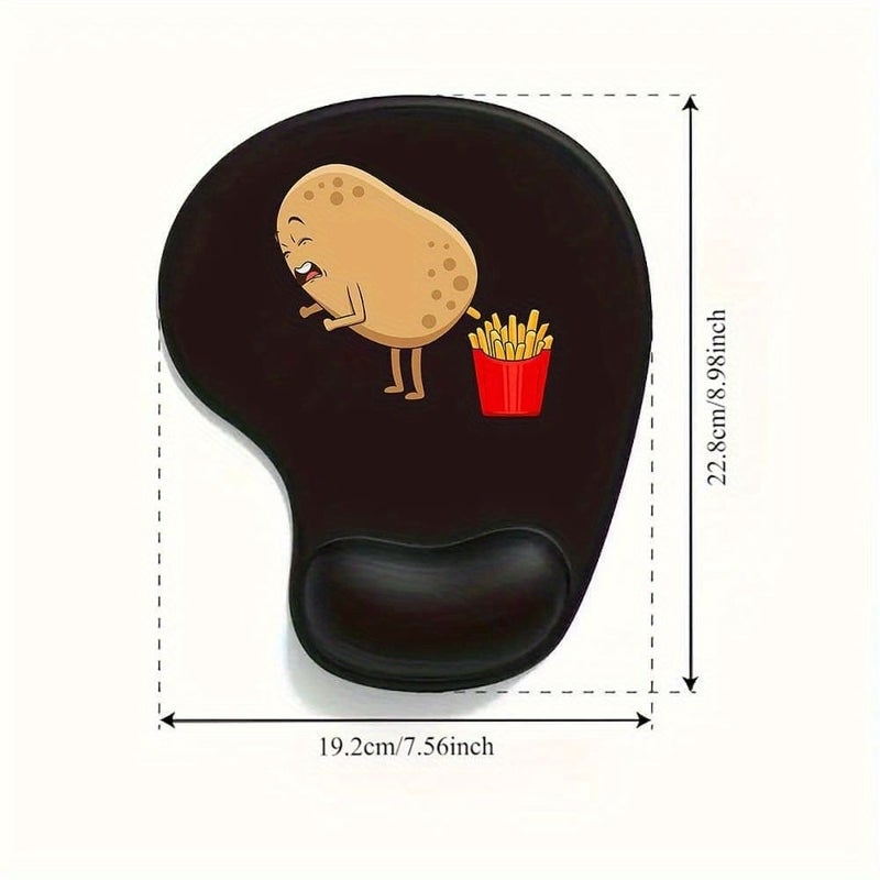 Comic Potato And Fries Pattern Mouse Pad With Wrist Rest 1pc Unisex Geometric Office Desk Accessory Gaming Equipment Home Essential - Image 2