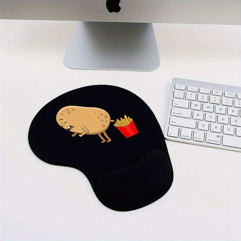 Comic Potato And Fries Pattern Mouse Pad With Wrist Rest 1pc Unisex Geometric Office Desk Accessory Gaming Equipment Home Essential - Image 4