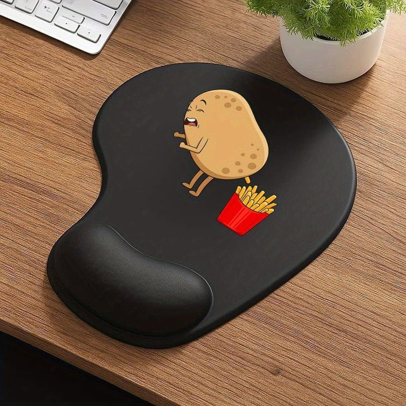 Comic Potato And Fries Pattern Mouse Pad With Wrist Rest 1pc Unisex Geometric Office Desk Accessory Gaming Equipment Home Essential - Image 5