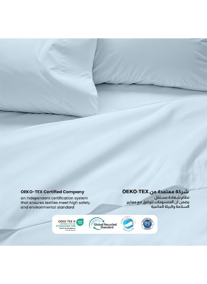 Rest 3-Piece Sky Blue Plush 200X220 Flat Bedsheet Set Includes 1 Deep Pocket Flat Bedsheet And 2 Pillow Covers, Breathable And Machine Washable  - Image 2