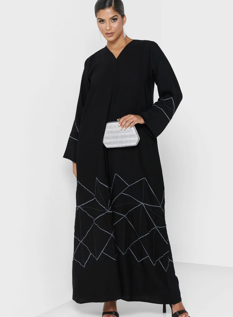 hayas closet V-Neck Embellished Abaya