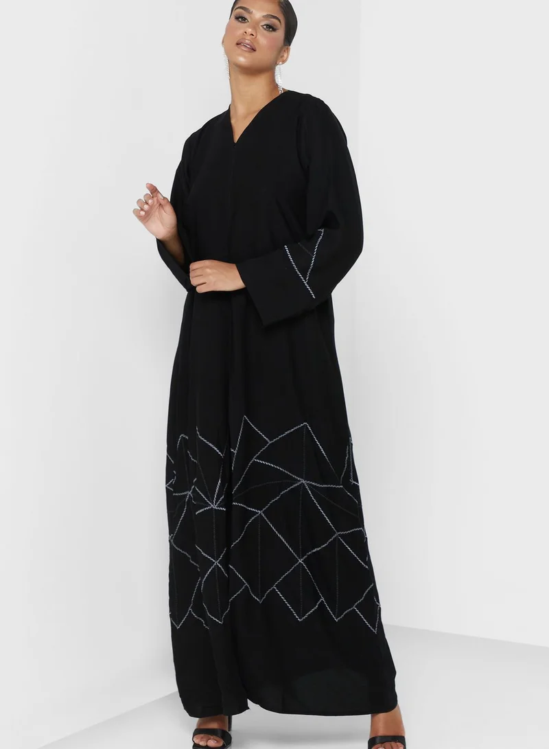 hayas closet V-Neck Embellished Abaya