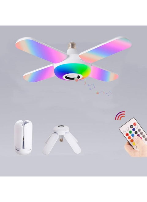 E27 LED Ceiling Lamp with Bluetooth Speaker – RGB Color Changing, Foldable Four-Wing Design, Dimmable with Remote Control, Music Ceiling Light for Kids Room – Energy Class A