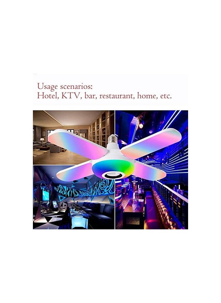 E27 LED Ceiling Lamp with Bluetooth Speaker – RGB Color Changing, Foldable Four-Wing Design, Dimmable with Remote Control, Music Ceiling Light for Kids Room – Energy Class A