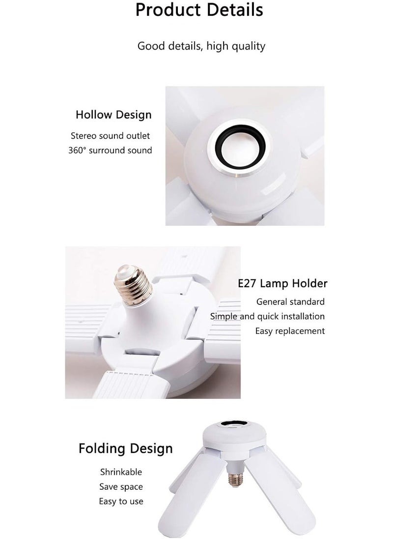 E27 LED Ceiling Lamp with Bluetooth Speaker – RGB Color Changing, Foldable Four-Wing Design, Dimmable with Remote Control, Music Ceiling Light for Kids Room – Energy Class A