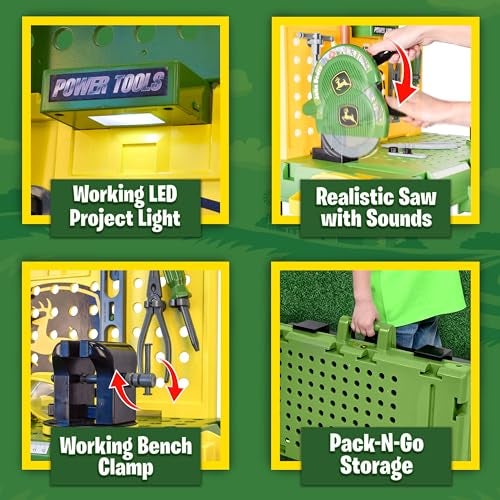 John Deere Kids Workbench Power Tools Workshop Build Your Own Toy Tool Box with 39 Realistic Toy Tools and Accessories 5 - Image 5