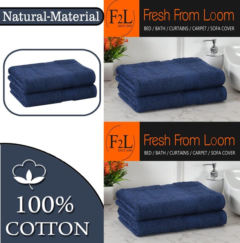 FRESH FROM LOOM Luxury Edition 600 GSM Egyptian 100% Pure Cotton Towel | Soft Dual Stitched Bath Towel for Men & Women | No Hand Touch Production (27x54 inch | Colour Iris Blue)-2pc - Image 3