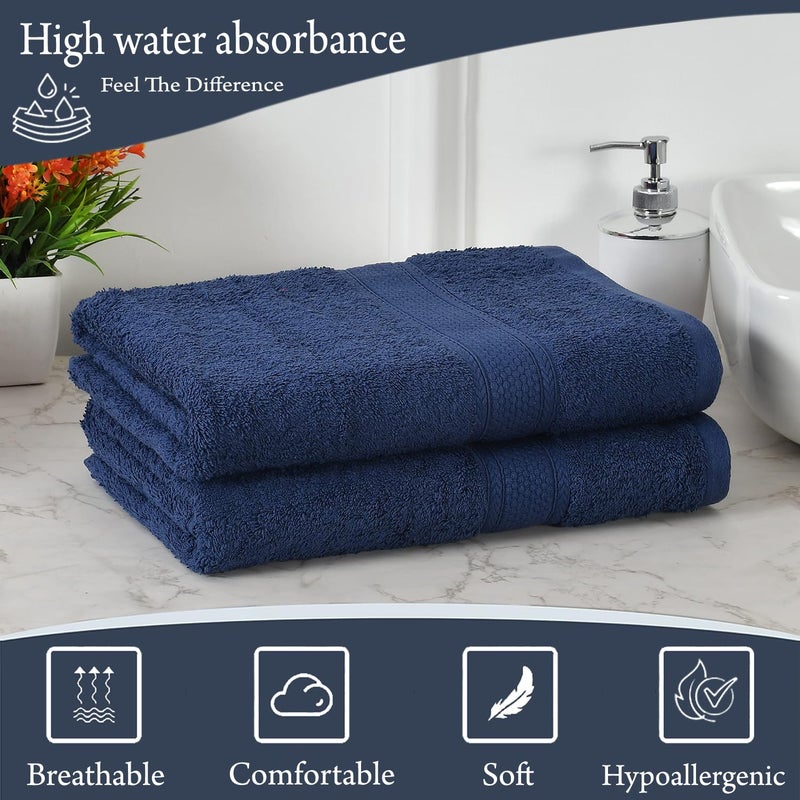 FRESH FROM LOOM Luxury Edition 600 GSM Egyptian 100% Pure Cotton Towel | Soft Dual Stitched Bath Towel for Men & Women | No Hand Touch Production (27x54 inch | Colour Iris Blue)-2pc - Image 4
