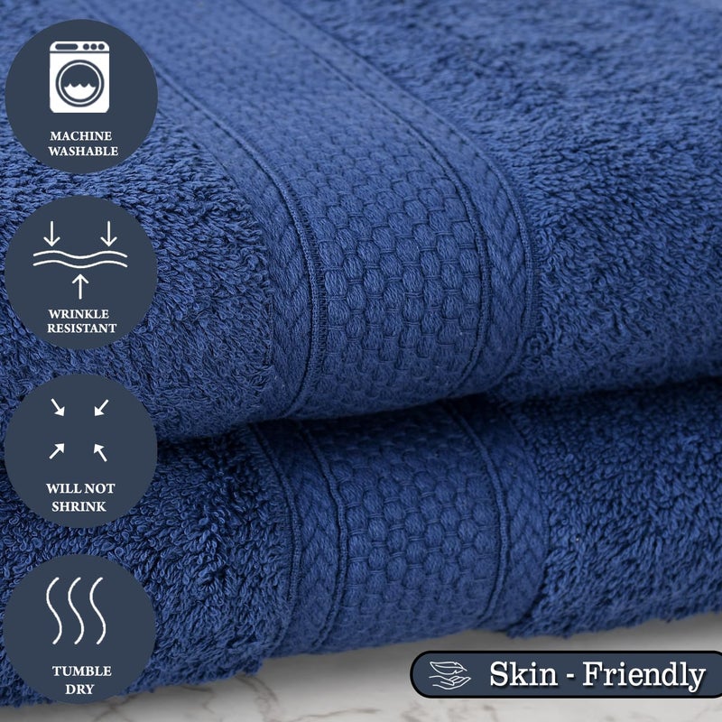 FRESH FROM LOOM Luxury Edition 600 GSM Egyptian 100% Pure Cotton Towel | Soft Dual Stitched Bath Towel for Men & Women | No Hand Touch Production (27x54 inch | Colour Iris Blue)-2pc - Image 2