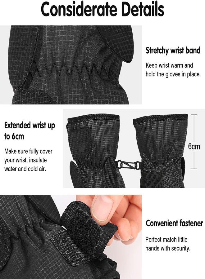 MoKo Toddler Mittens, Ski Kids Mittens, Waterproof & Windproof Mittens for Girls Boys, Thermal Warm Fleece Winter Snow Gloves for Kids, Fits 1-3 Years, Black - Image 5