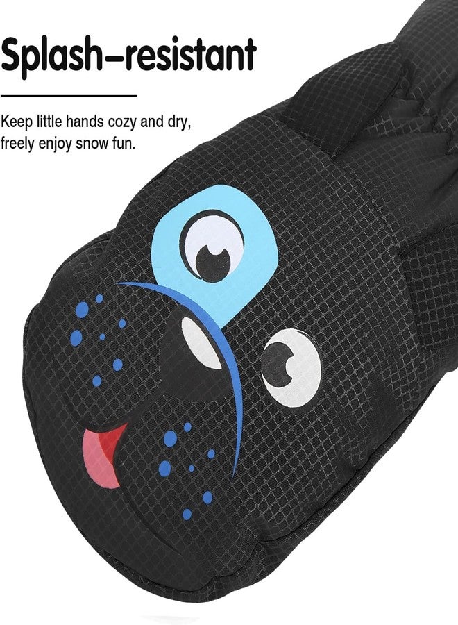 MoKo Toddler Mittens, Ski Kids Mittens, Waterproof & Windproof Mittens for Girls Boys, Thermal Warm Fleece Winter Snow Gloves for Kids, Fits 1-3 Years, Black - Image 3