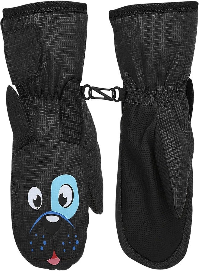 MoKo Toddler Mittens, Ski Kids Mittens, Waterproof & Windproof Mittens for Girls Boys, Thermal Warm Fleece Winter Snow Gloves for Kids, Fits 1-3 Years, Black - Image 1