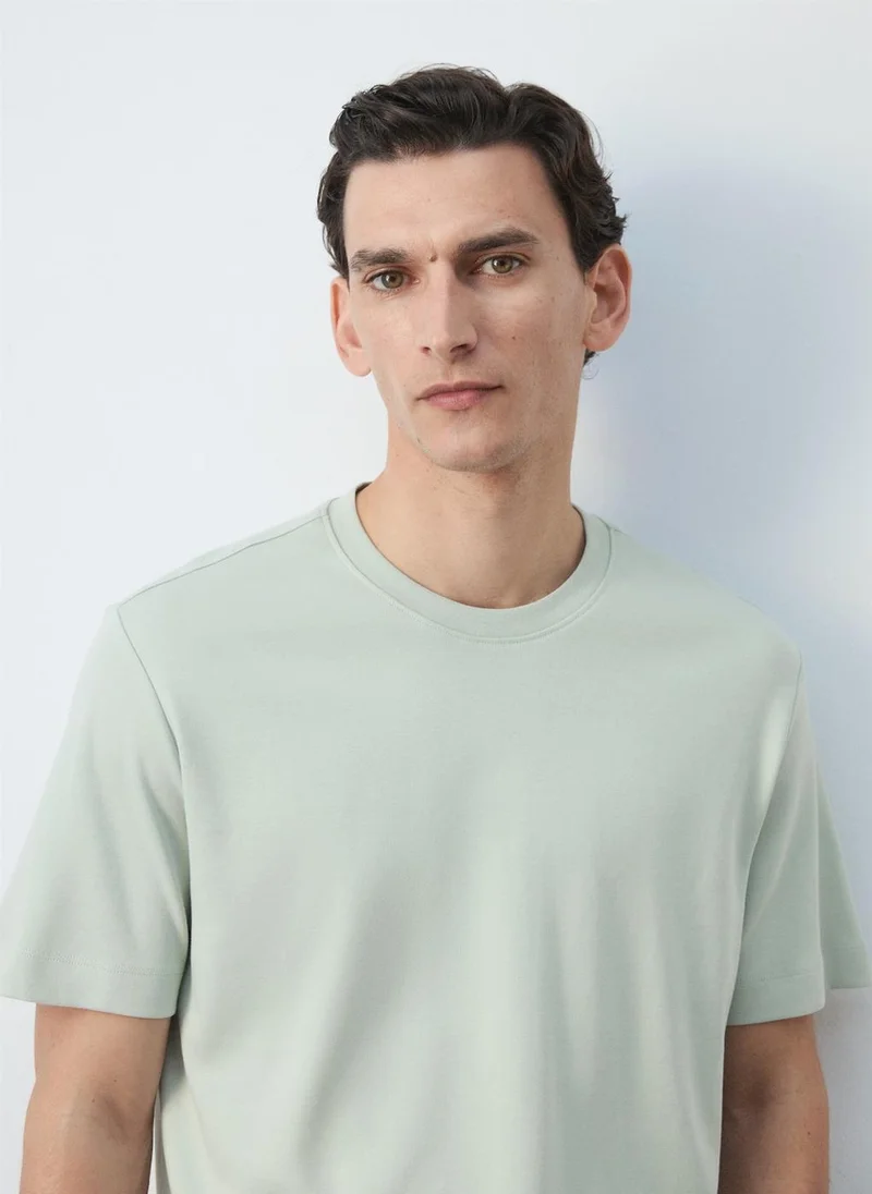Mango Man 40-VERDE PASTEL Regular-Fit 200-Gsm T-Shirt for Men | Best Price UAE