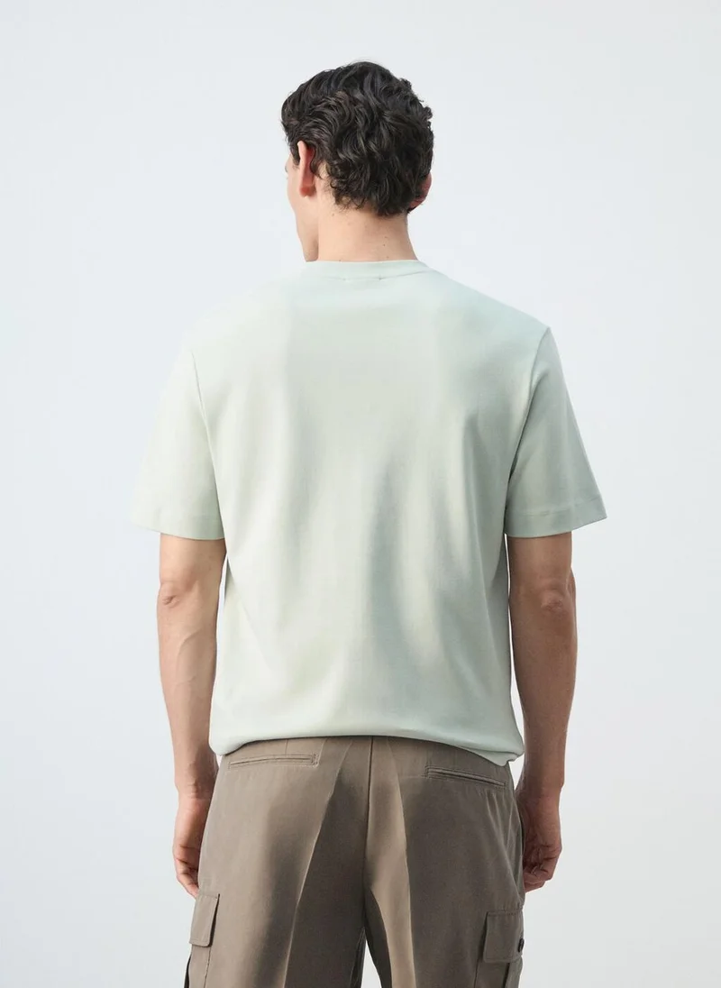 Mango Man 40-VERDE PASTEL Regular-Fit 200-Gsm T-Shirt for Men | Best Price UAE