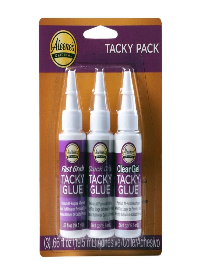 Aleene's Tacky 3-Piece Trial Pack, All Purpose Glue for Crafts and DIY Projects, Includes Clear Gel Tacky Glue, Quick Dry, and Fast Grab Adhesive, .66 fl oz 3-Pack
