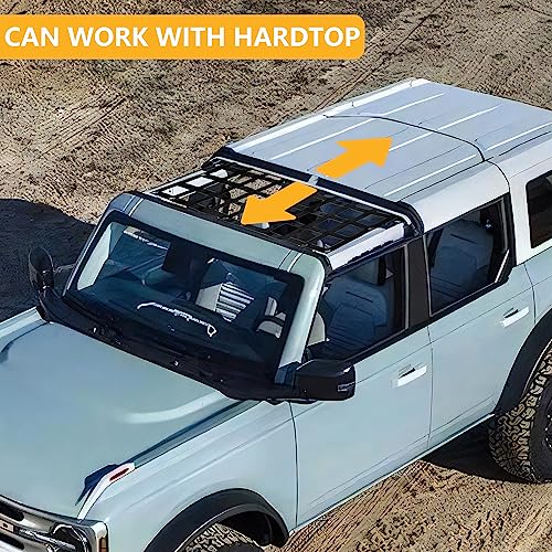 RERPRO هاموك سقف RERPRO متوافق مع فورد برونكو 2021 2022 2023 2024 2025 الجيل السادس. شبكة حمولة سقف بيميني أعلى هاموك زينة خارجية ملحقات سقف صلب حبال سقف ناعمة سوداء - Image 4
