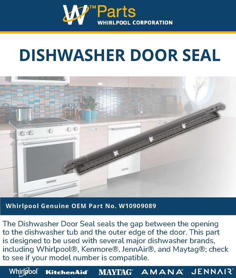 Whirlpool W10909089 OEM Dishwasher Door Seal - Image 3