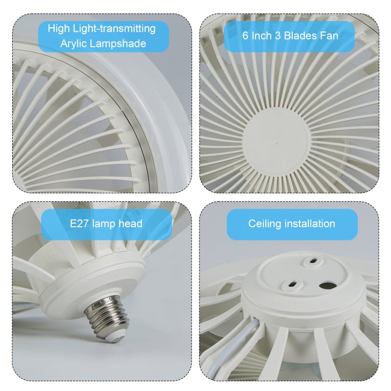 Fan Lamp: 6 Inch 3 Blades Pink High Light-transmitting Acrylic Lampshade - Stable Flicker-free Light 3-gear Adjustment Dual-purpose Ceiling Fan Lamp for Kids Room Bedroom Nursery Small Spaces - Image 2