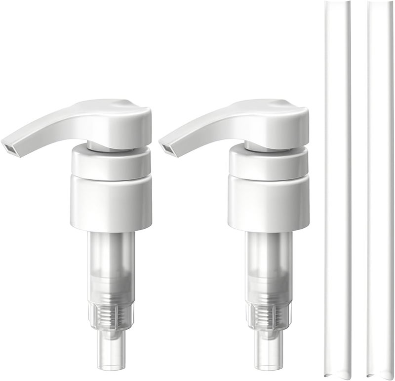 Bar5F Pump for 33.8-Oz Shampoo and Conditioner Liter Bottles 1" inch Bottle Neck 2-Pack (White)