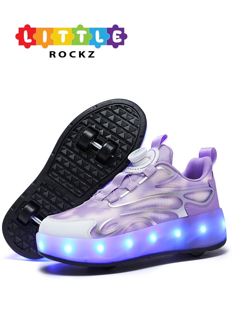 LITTLE ROCKZ Double Wheel LED Flash Light Fashion Shiny Sneaker Skate Heelys Shoes With Lightning Sole  - Image 1