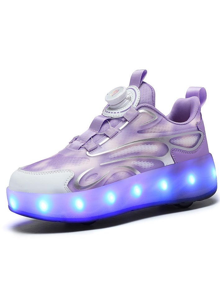 LITTLE ROCKZ Double Wheel LED Flash Light Fashion Shiny Sneaker Skate Heelys Shoes With Lightning Sole  - Image 2