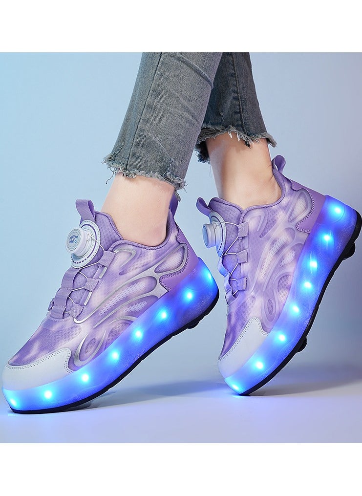LITTLE ROCKZ Double Wheel LED Flash Light Fashion Shiny Sneaker Skate Heelys Shoes With Lightning Sole  - Image 3