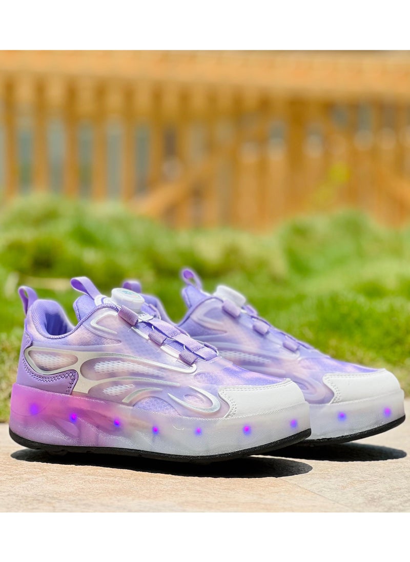 LITTLE ROCKZ Double Wheel LED Flash Light Fashion Shiny Sneaker Skate Heelys Shoes With Lightning Sole  - Image 5