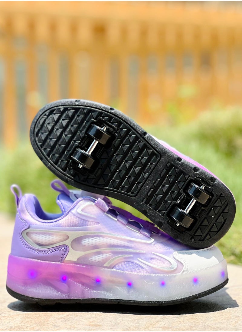 LITTLE ROCKZ Double Wheel LED Flash Light Fashion Shiny Sneaker Skate Heelys Shoes With Lightning Sole  - Image 4