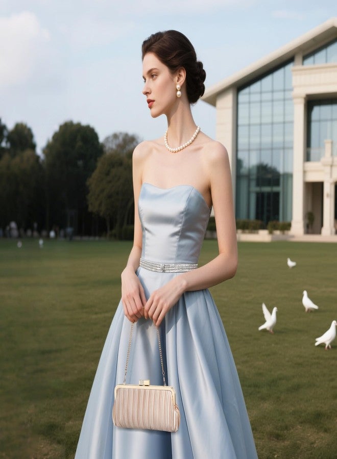 UBAYMAX Clutch Purses for Women Formal Evening Bag Elegant Pleated Satin Evening Clutch Handbags for Prom Party Wedding (Champagne) - Image 2