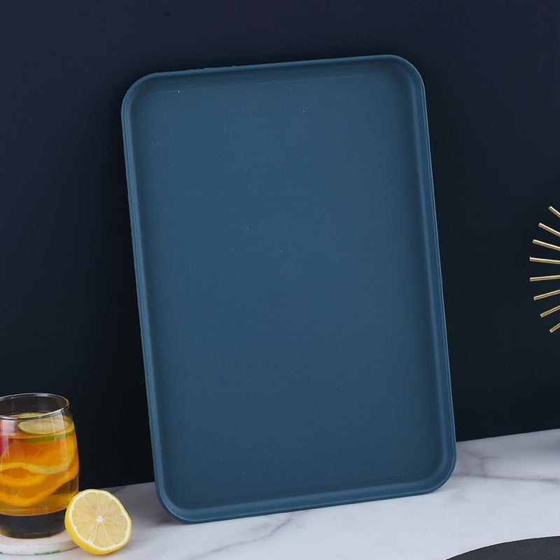 P-Plus International Breakfast Tray Nesting Tray Food Trays for Eating, Serving Trays for Dinner Tea Dessert Fast Food Platter for Restaurant, Coffee Table, Kitchen, Party (31CM, Blue, Pack of 2) - Image 4