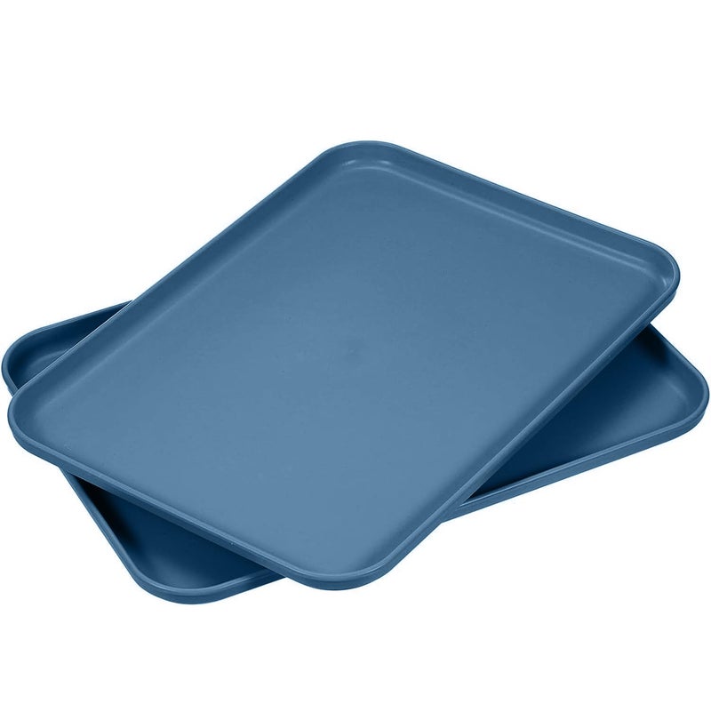 P-Plus International Breakfast Tray Nesting Tray Food Trays for Eating, Serving Trays for Dinner Tea Dessert Fast Food Platter for Restaurant, Coffee Table, Kitchen, Party (31CM, Blue, Pack of 2) - Image 1