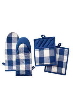 SYOSI Cotton Oven Mitts and Pot Holder Sets Heat-Resistant gloves and Mats for Cooking Grills and Ovens Reusable Glove Suit Suitable for Kitchen and Restaurant  - Image 1