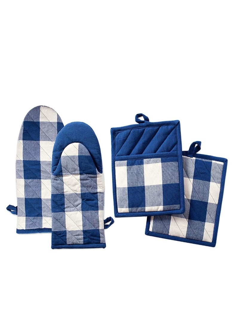 SYOSI - Cotton Oven Mitts and Pot Holder Sets Heat-Resistant gloves and Mats for Cooking Grills and Ovens Reusable Glove Suit Suitable for Kitchen and Restaurant - Image 1