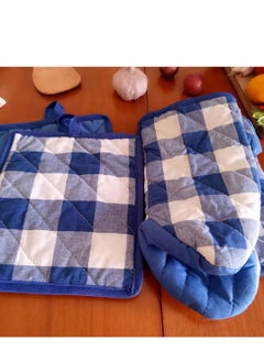 SYOSI Cotton Oven Mitts and Pot Holder Sets Heat-Resistant gloves and Mats for Cooking Grills and Ovens Reusable Glove Suit Suitable for Kitchen and Restaurant  - Image 4