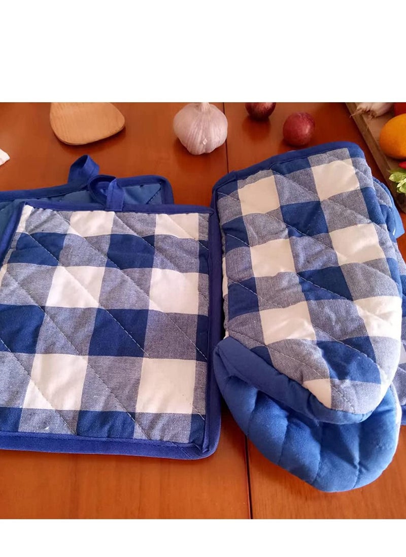 SYOSI - Cotton Oven Mitts and Pot Holder Sets Heat-Resistant gloves and Mats for Cooking Grills and Ovens Reusable Glove Suit Suitable for Kitchen and Restaurant - Image 1
